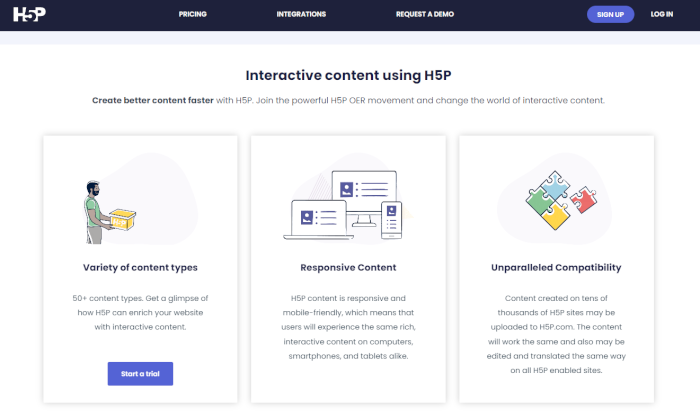 H5P information screenshot