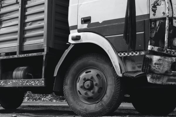 Black and white truck wheels