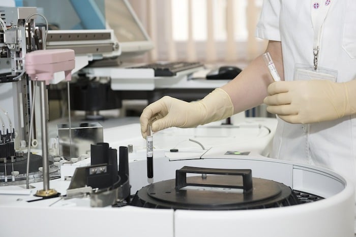 Laboratory with test tubes and other medical devices