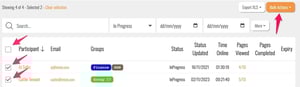 Carrying out bulk actions - selecting users then the Bulk Actions button