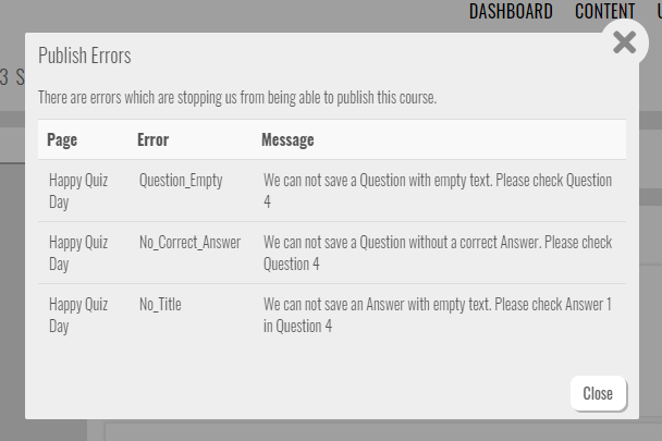 Publish-error