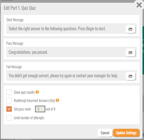 Quiz-settings